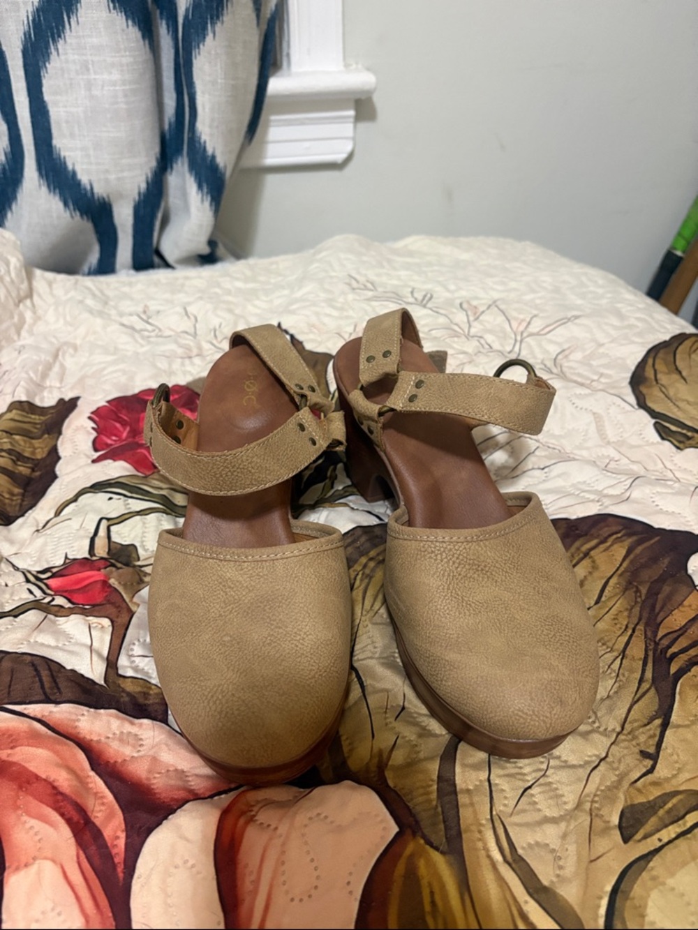 boc Tan Closed-Toe Ankle Strap Clogs